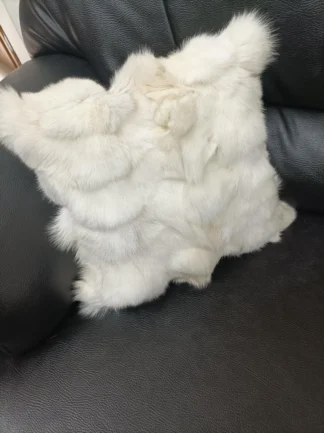 Real  fox fur pillow ,ecru color, Home warmer