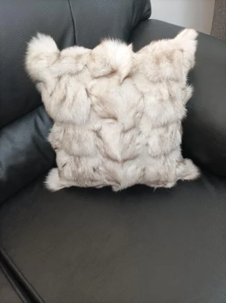 Real  fox fur pillow ,natural color, Home warmer