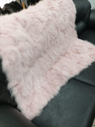 Real Fox Fur Blanket Throw: Pink Home Warmer