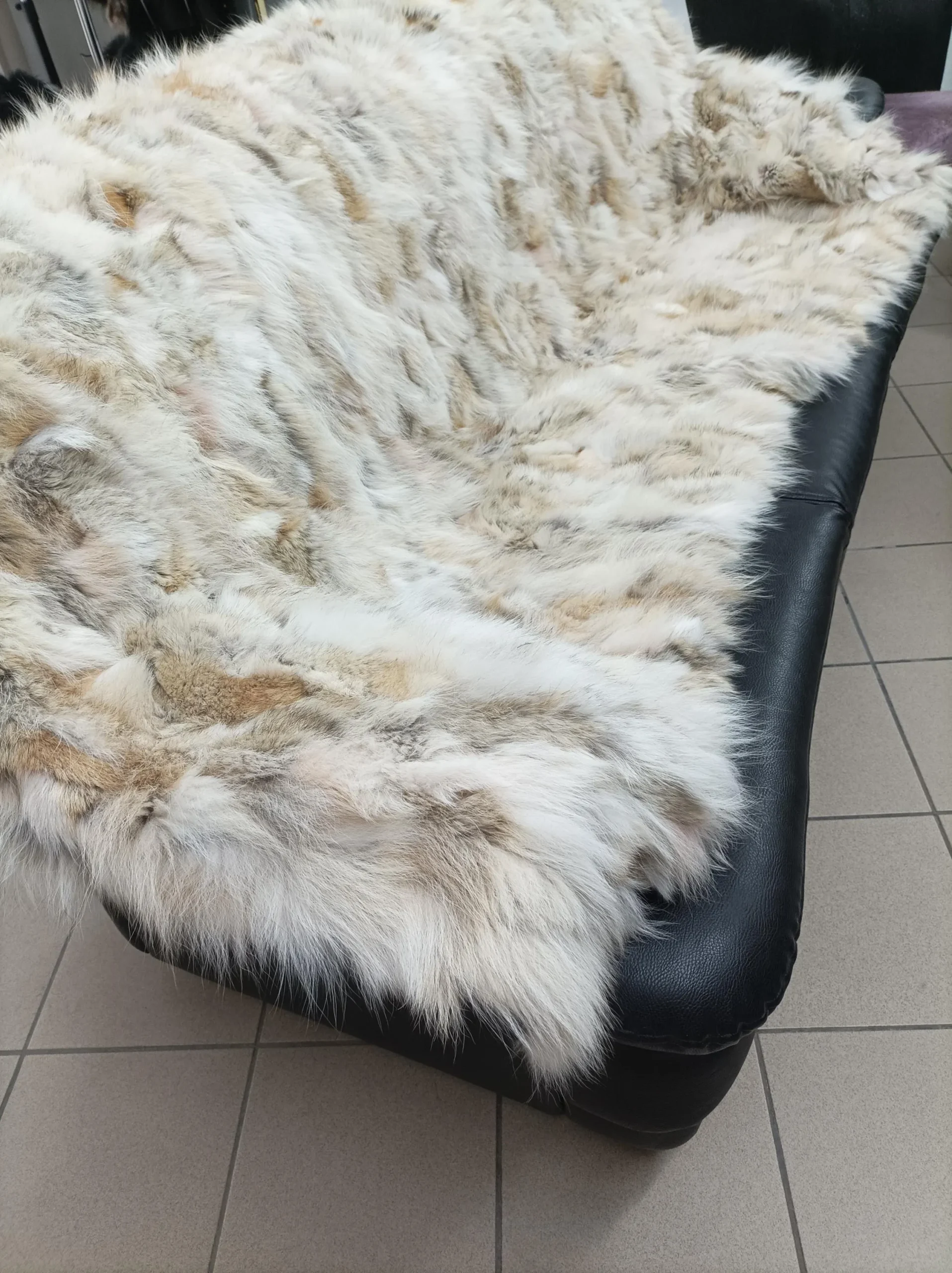 Real Coyote Fur Blanket Throw: Natural Color Home Accessory