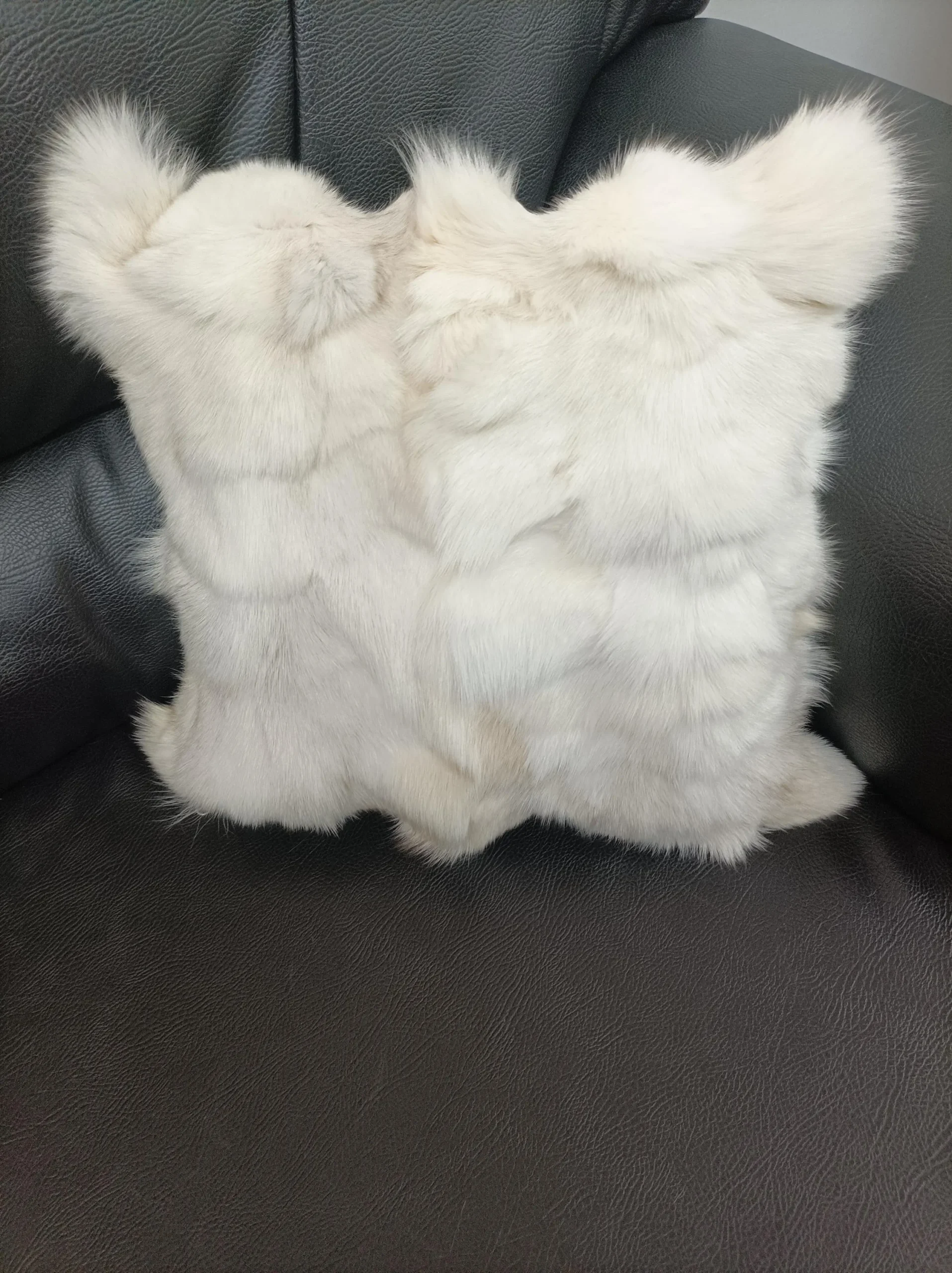 Real fox fur pillow ,ecru color, Home warmer - Image 5