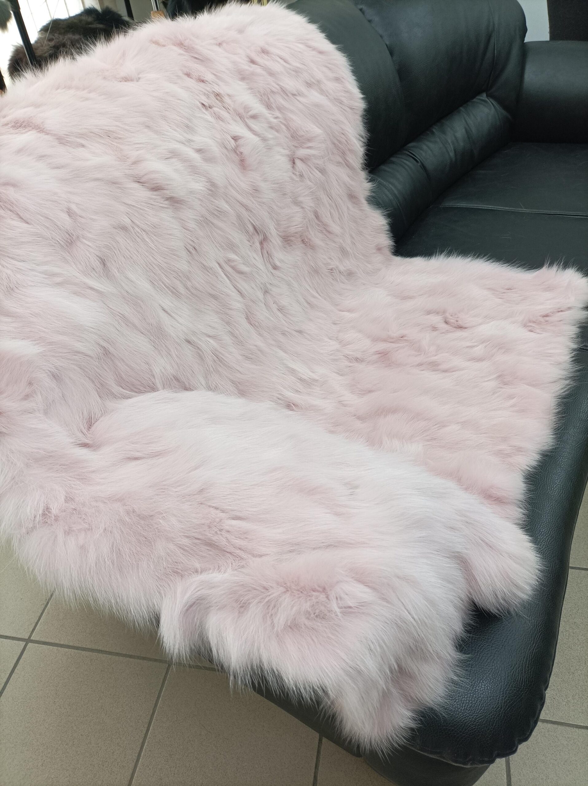Real Fox Fur Blanket Throw: Pink Home Warmer - Image 2