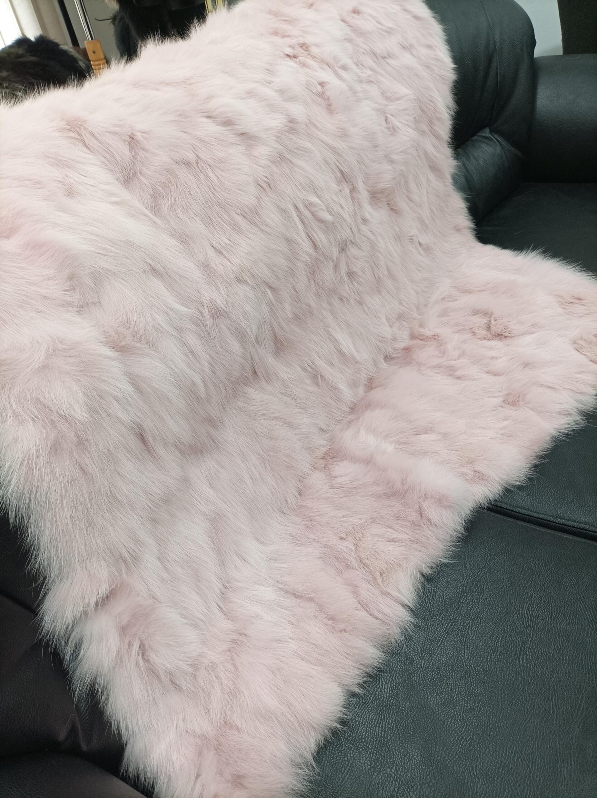 Real Fox Fur Blanket Throw: Pink Home Warmer - Image 3
