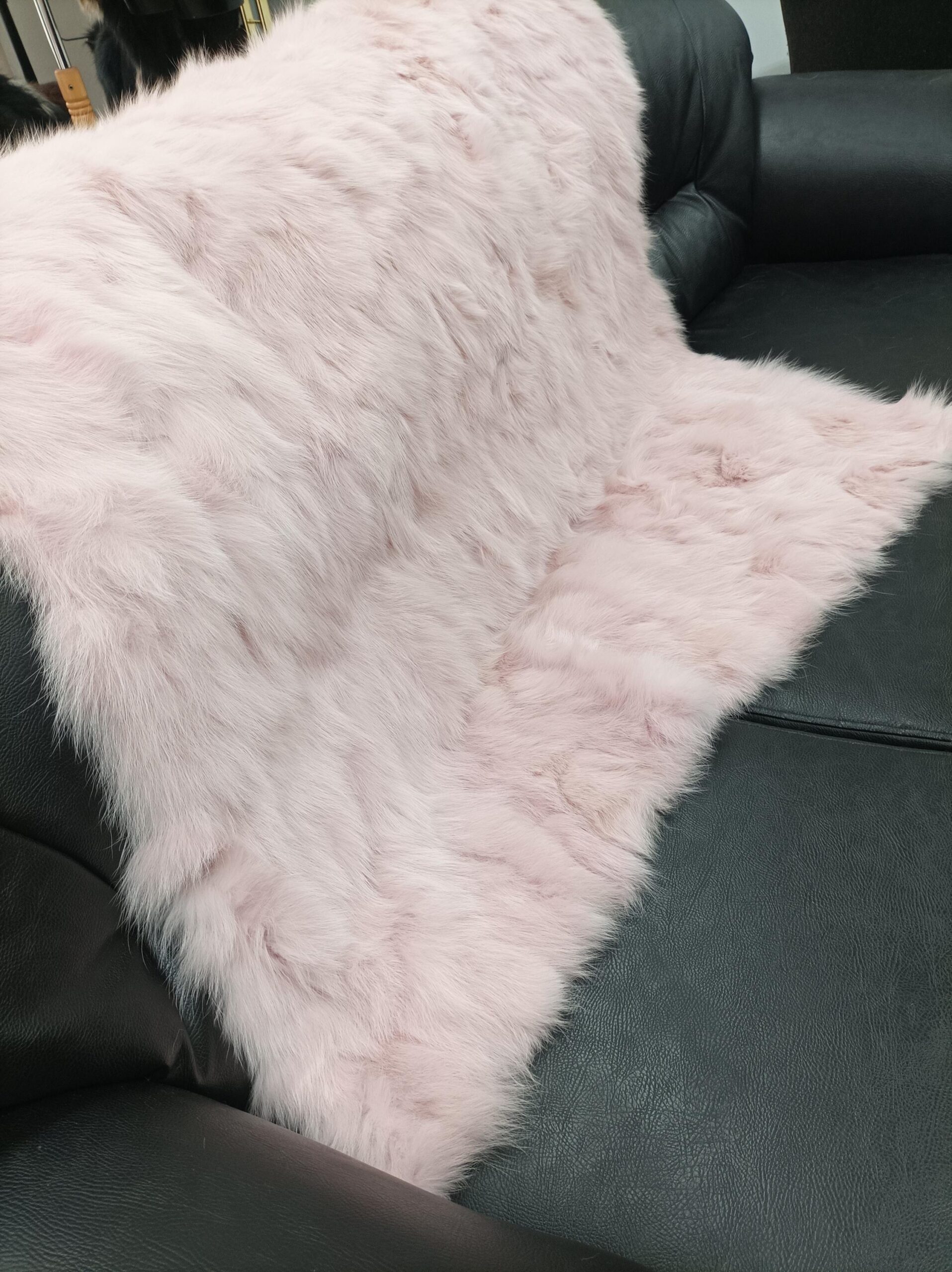 Real Fox Fur Blanket Throw: Pink Home Warmer - Image 4
