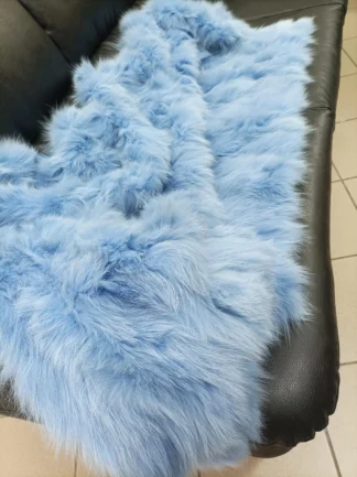 Real Fox Fur Blanket Throw - Siel Blue Home Warmer