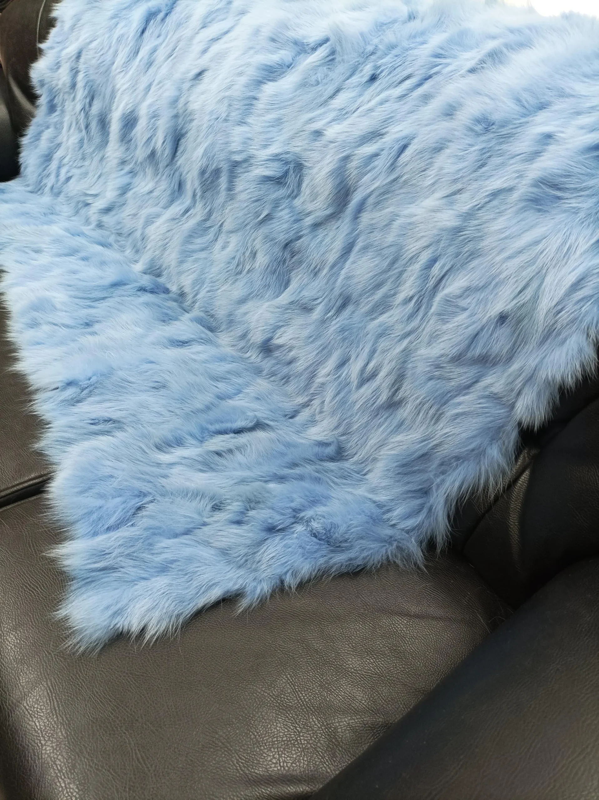 Real Fox Fur Blanket Throw - Siel Blue Home Warmer - Image 5