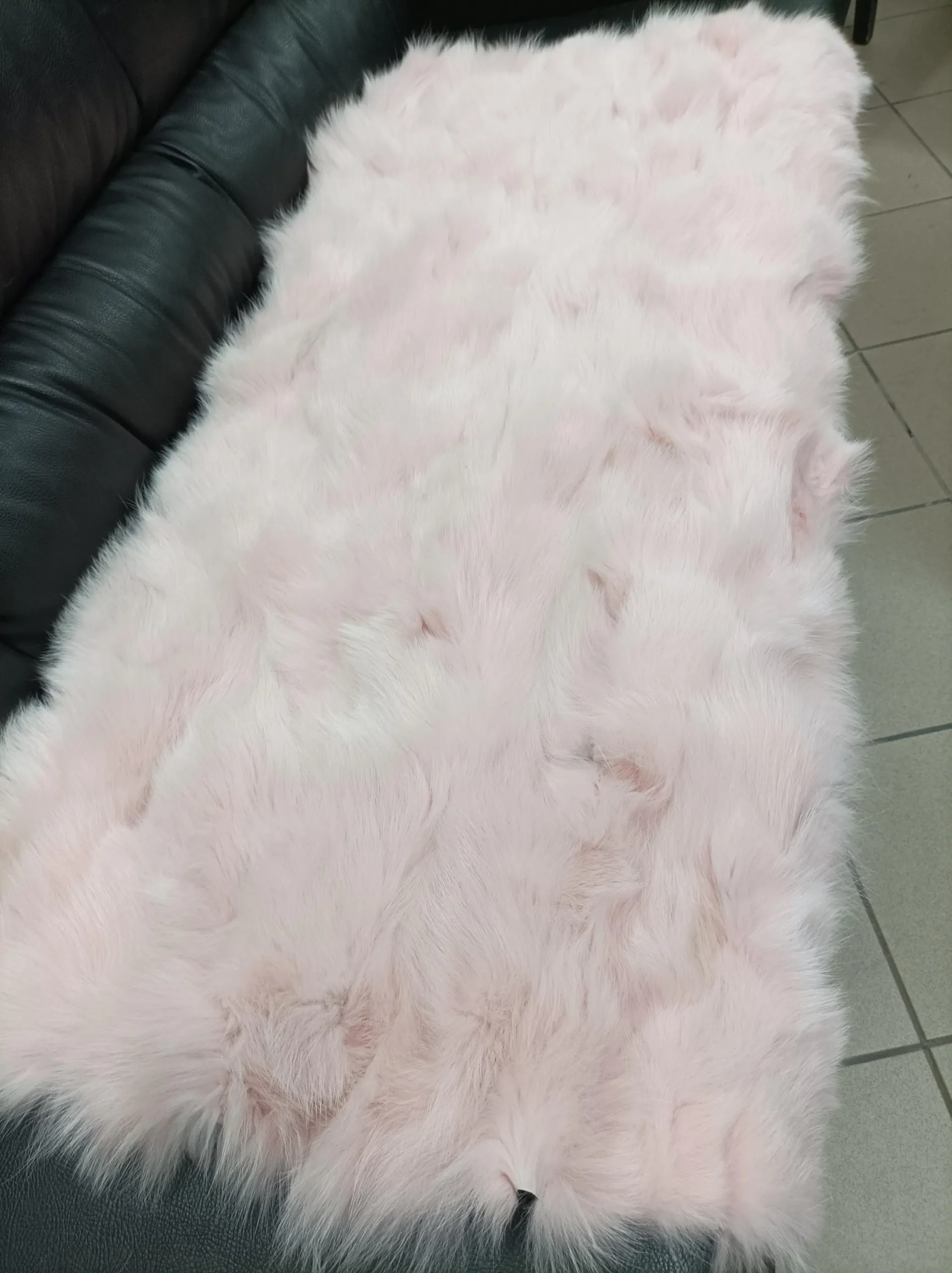 Real Fox fur blanket throw, Pink color, Home warmer - Image 5