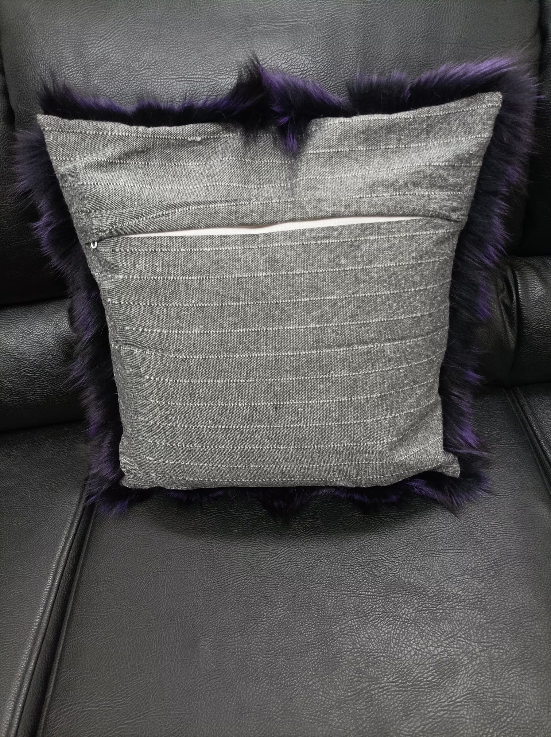 Real fox fur pillow ,purple color, Home warmer - Image 2