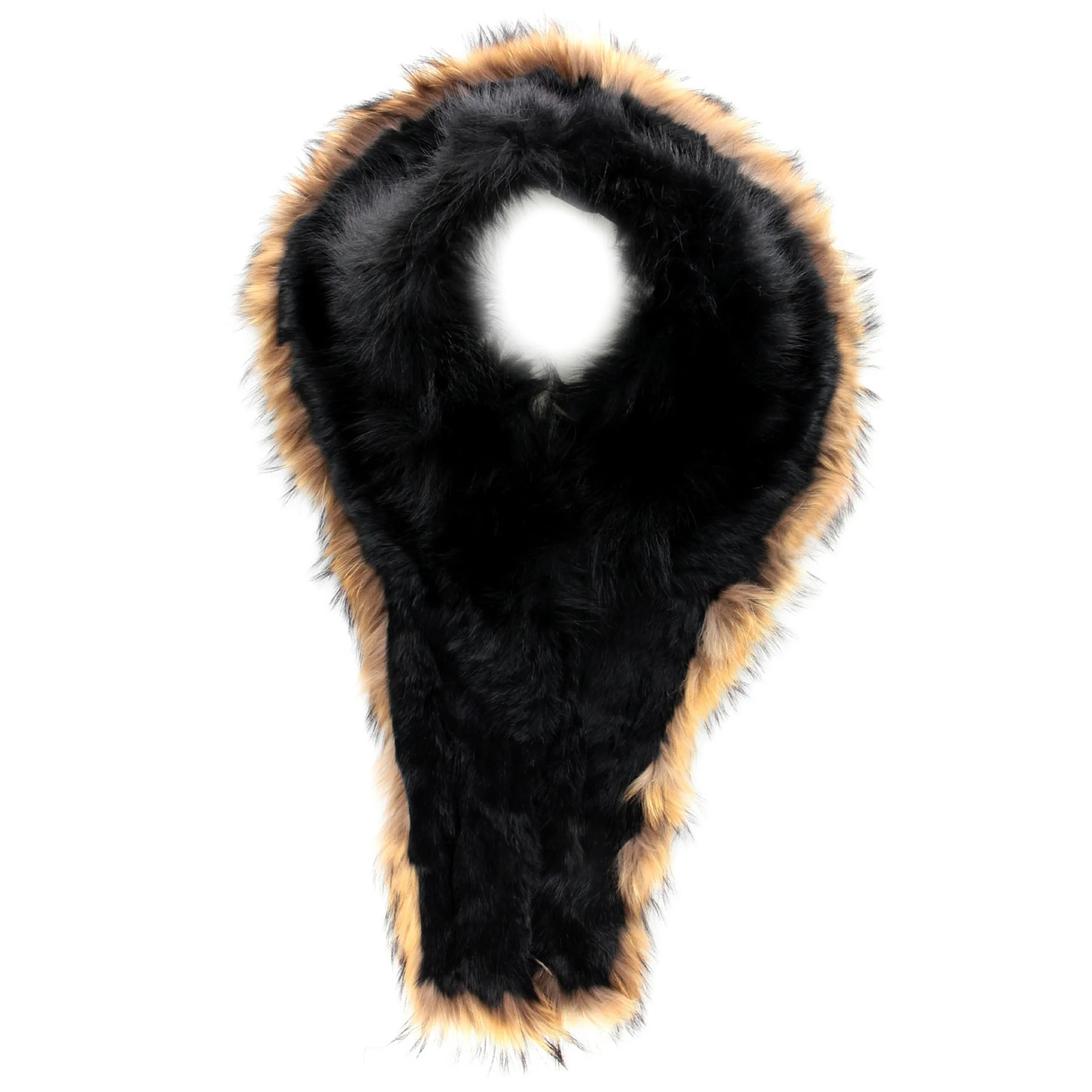 Real fur Fox with Rabbit extra large collar black color, winter accessories - Image 2