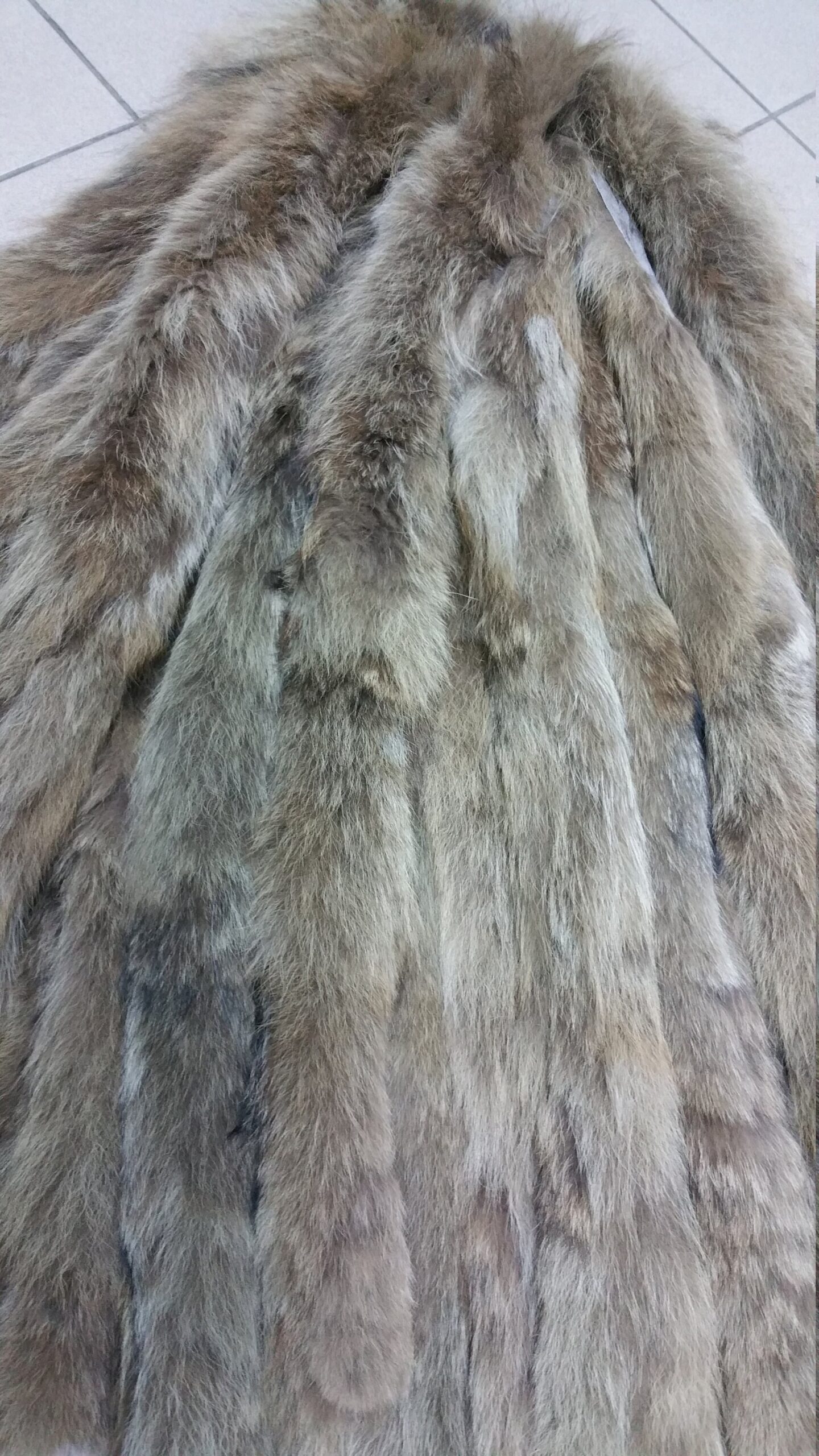 Fur haki Coyote fluffy stripes trims diy crafts use it collar, scarf, hood. - Image 2