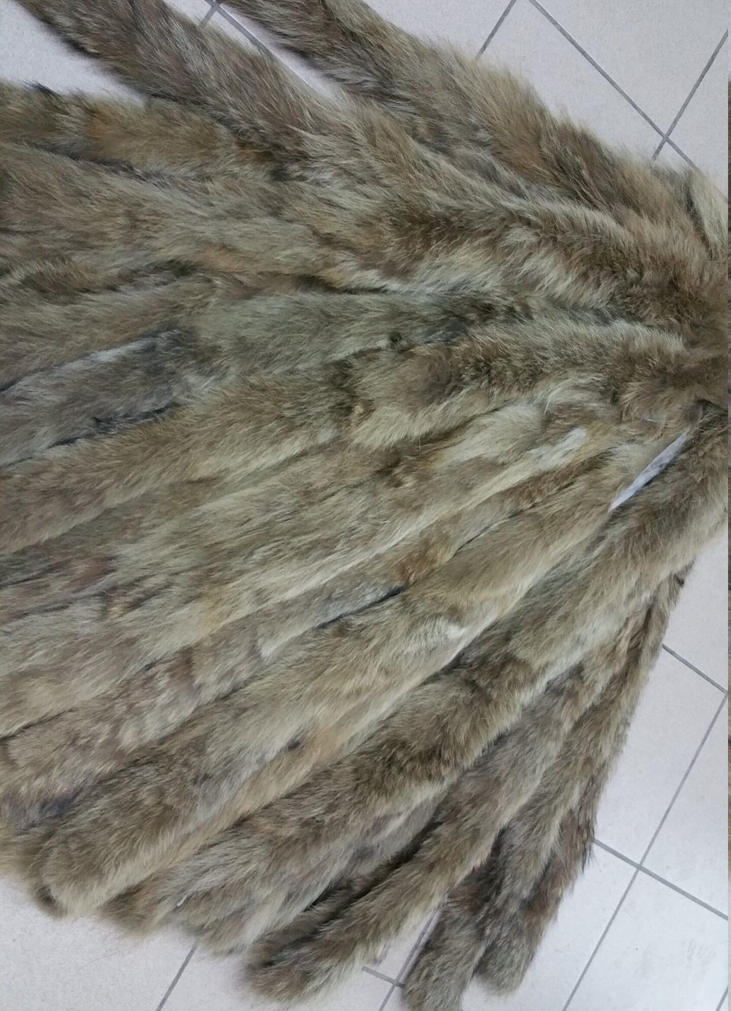 Fur haki Coyote fluffy stripes trims diy crafts use it collar, scarf, hood.