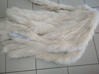Fur beige Finn raccoon fluffy stripes trims diy crafts use it collar, scarf, hood.
