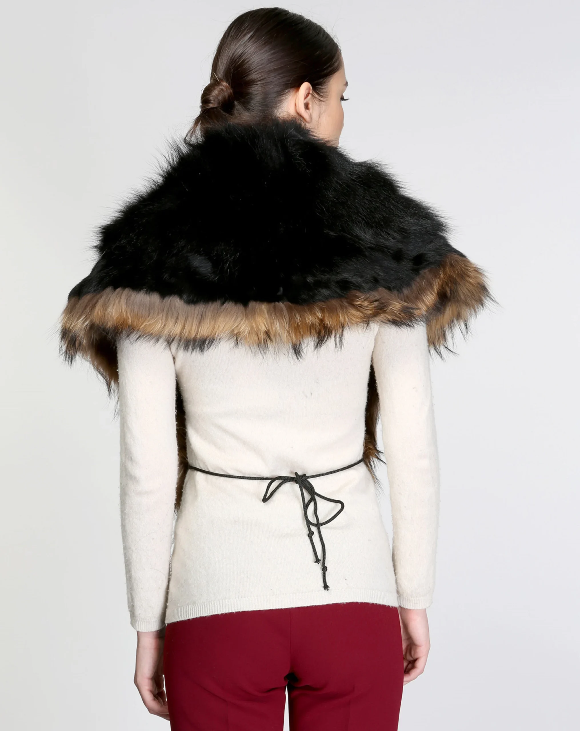 Real fur Fox with Rabbit extra large collar black color, winter accessories - Image 3