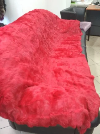 Real Rabbit fur blanket throw Red, Home warmer