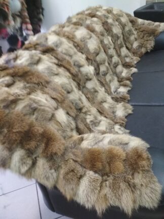 Real Coyote fur blanket throw hacki color, Home warmer