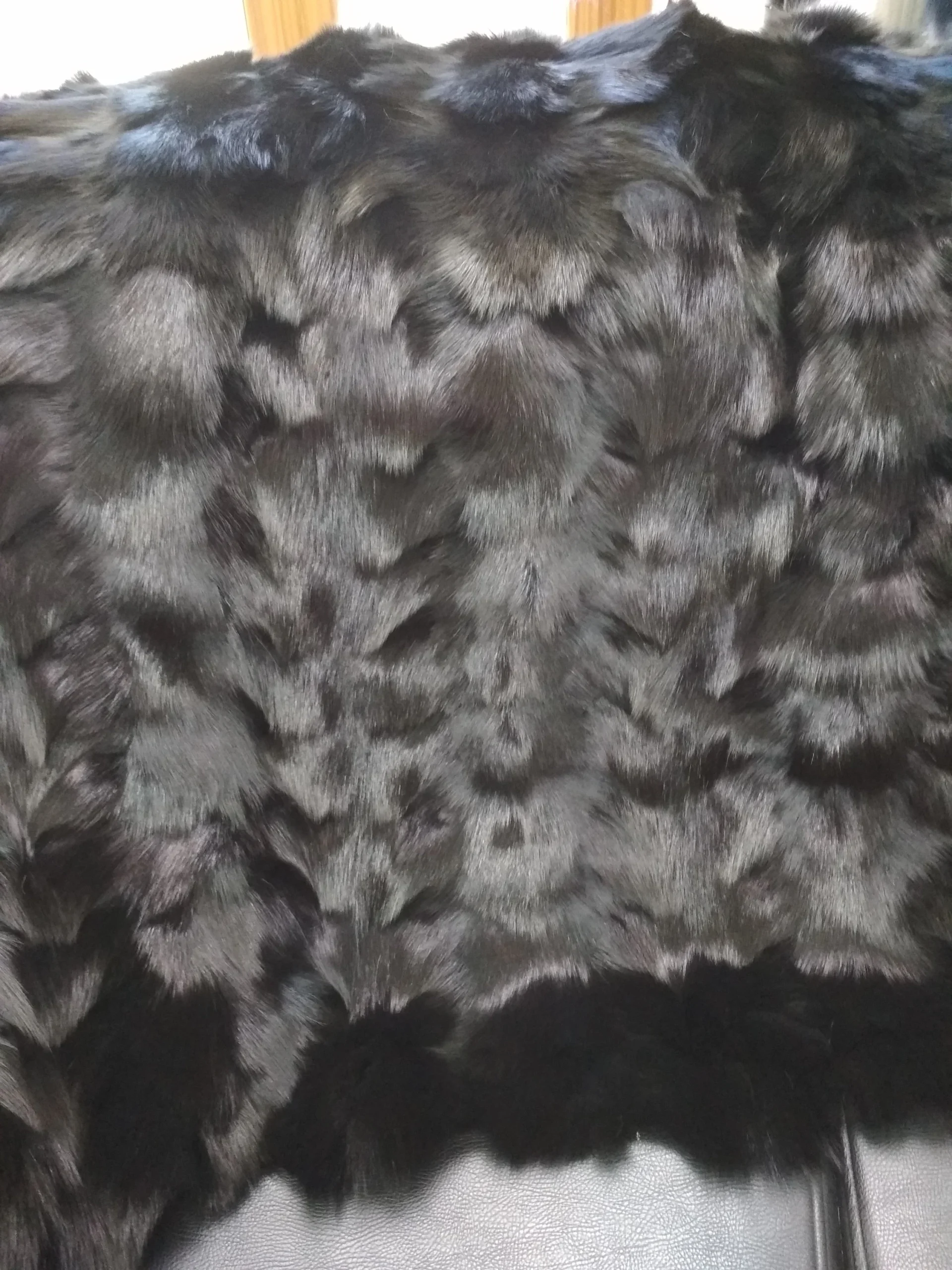 Real Fox fur blanket throw black color, Home warmer - Image 3
