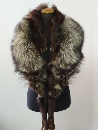 Fox Fur Collar: Platinum Brown Silver, Winter Coat Accessory