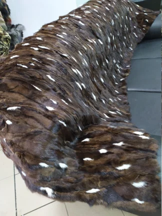 Real Mink fur blanket throw Brown & White color, Home warmer