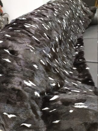 Real Mink fur blanket throw Black & White color, Home warmer