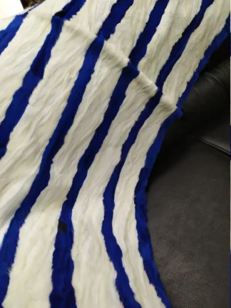 Real Mink fur blanket throw White & Blue color, Home warmer