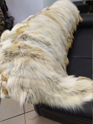 Real Coyote fur blanket throw natural color, Home warmer