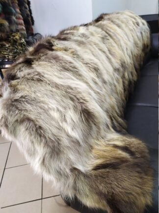Real Finn raccoon fur blanket throw natural color, Home warmer