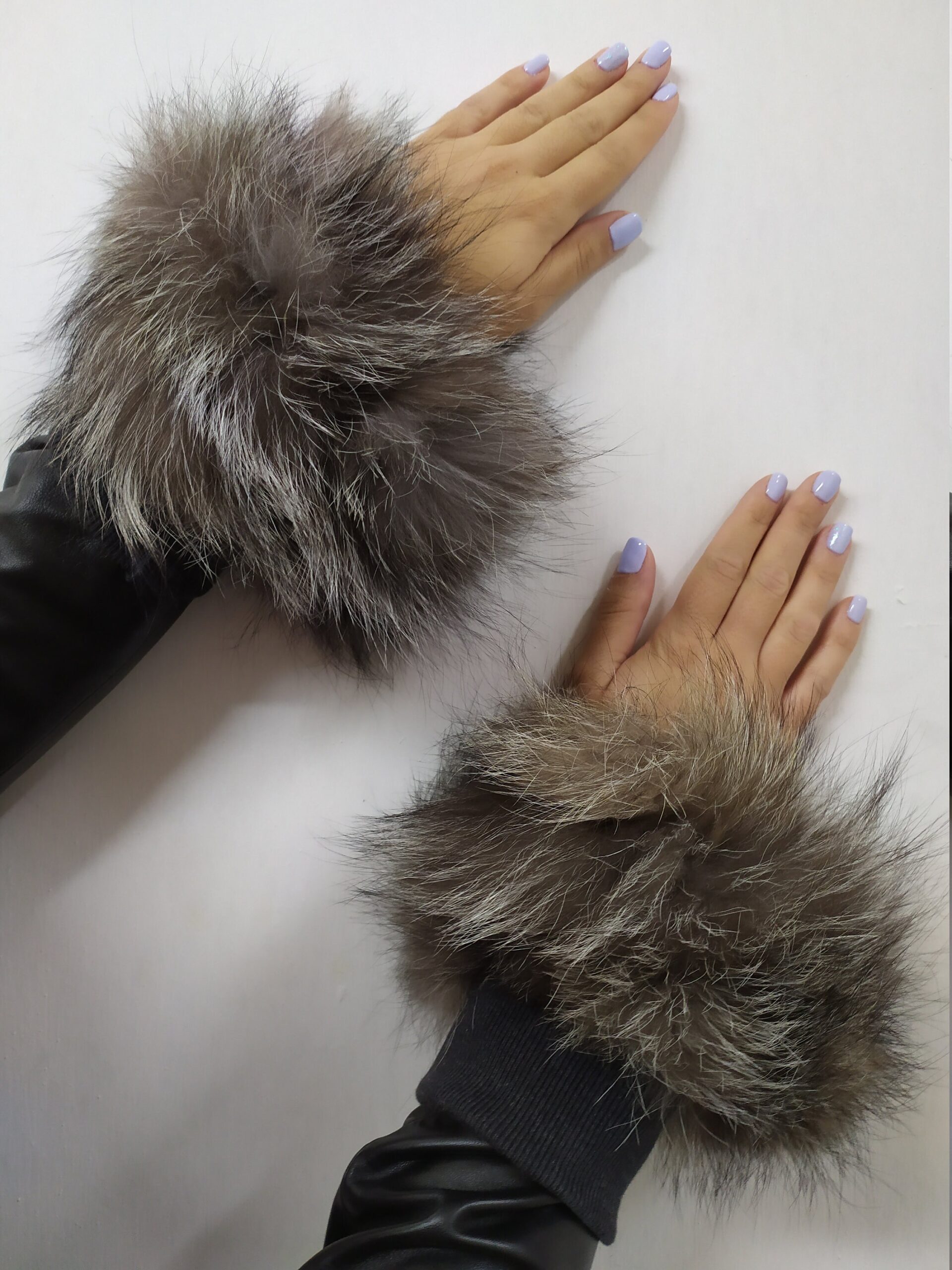 Real Fur Silver Fox cuffs with elastic on top/ Winter accessories - Image 2