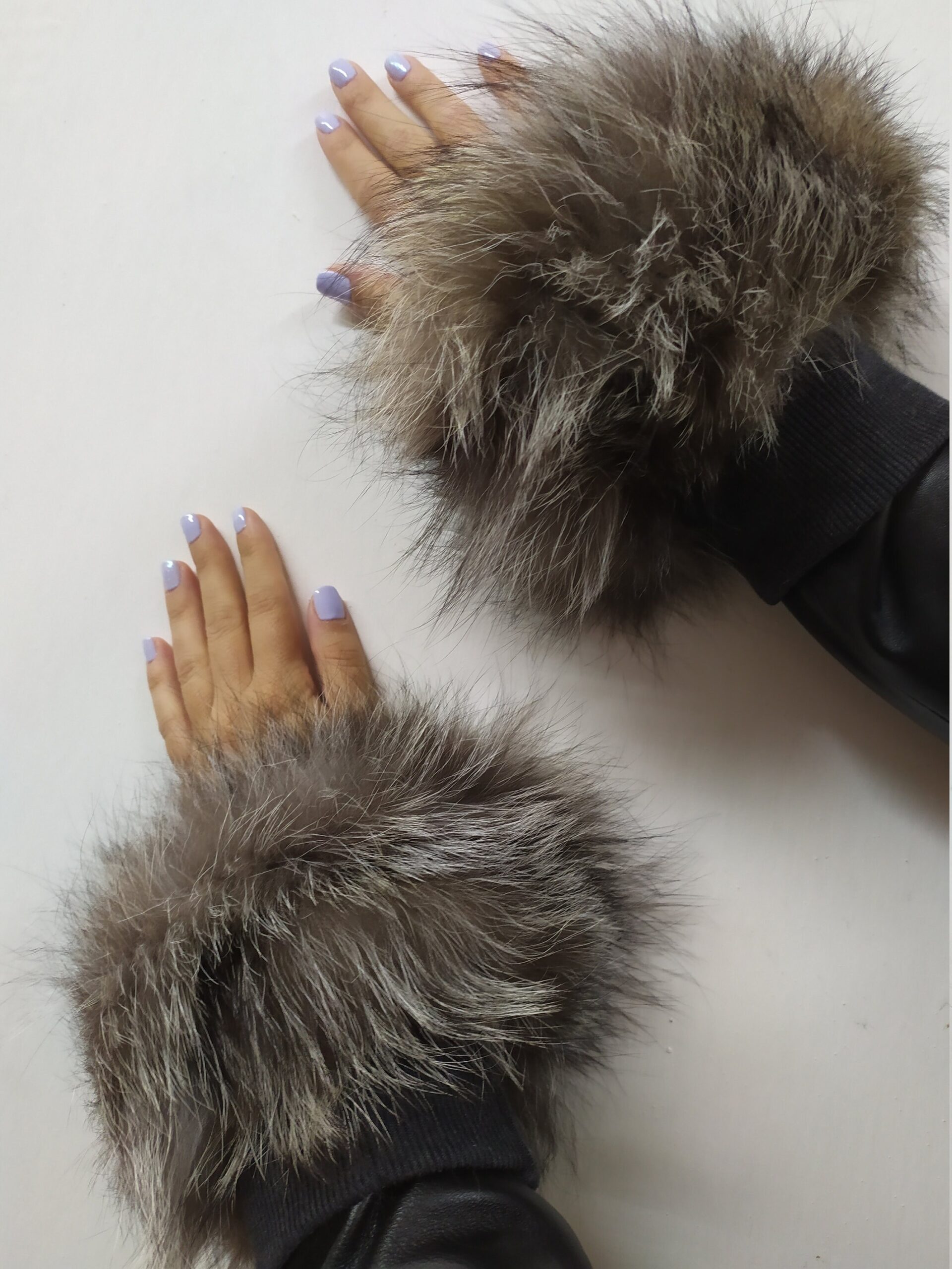 Real Fur Silver Fox cuffs with elastic on top/ Winter accessories - Image 3