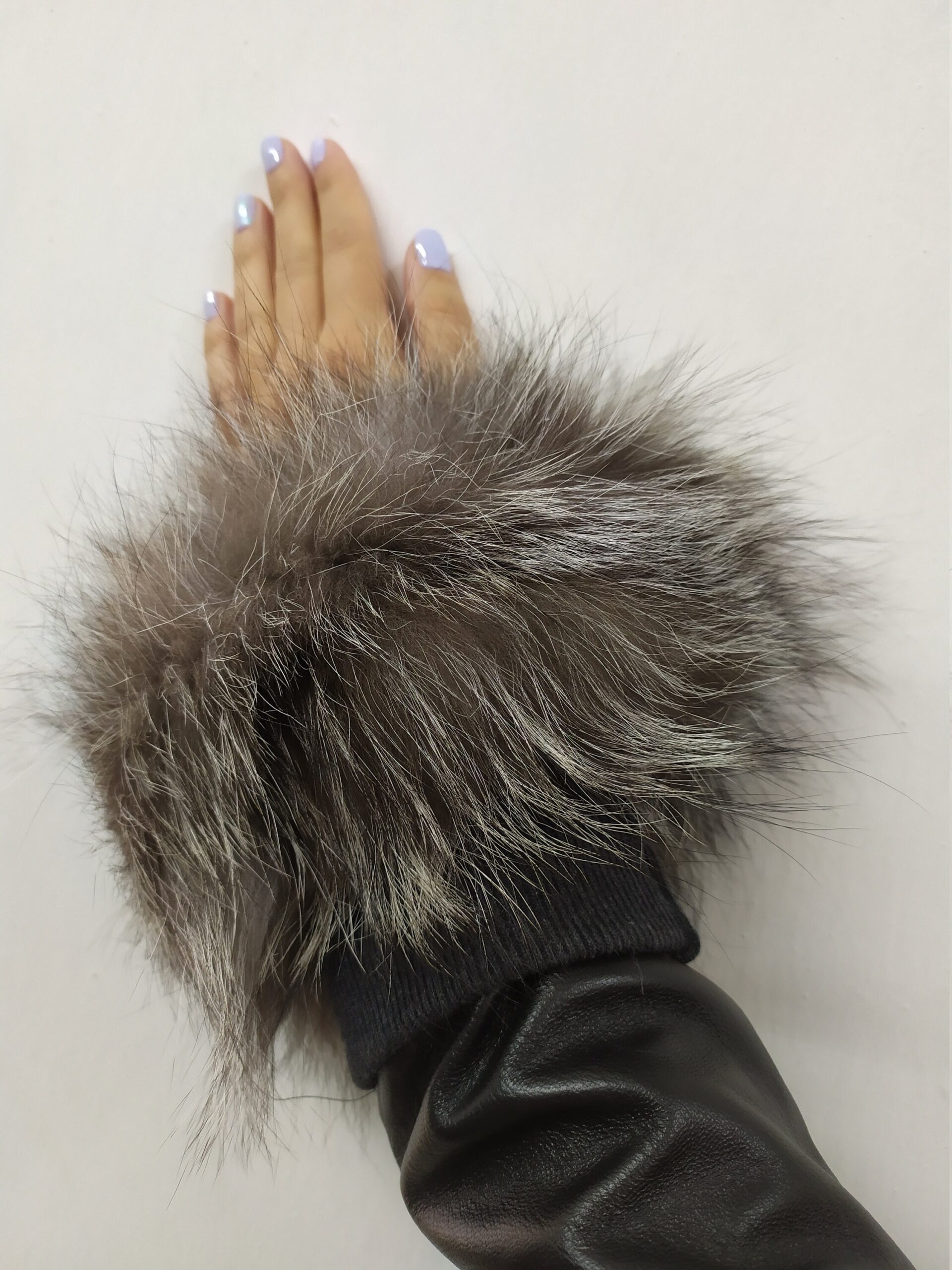 Real Fur Silver Fox cuffs with elastic on top/ Winter accessories - Image 4