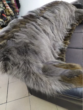 Real Coyote fur blanket throw Gray color, Home warmer