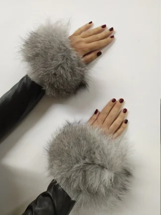 Real Fur silver Fox cuffs with elastic on top/ Winter accessories