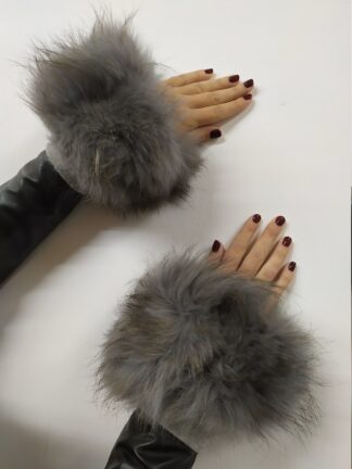 Real Fur gray Finn Raccoon cuffs with elastic on top/ Winter accessories