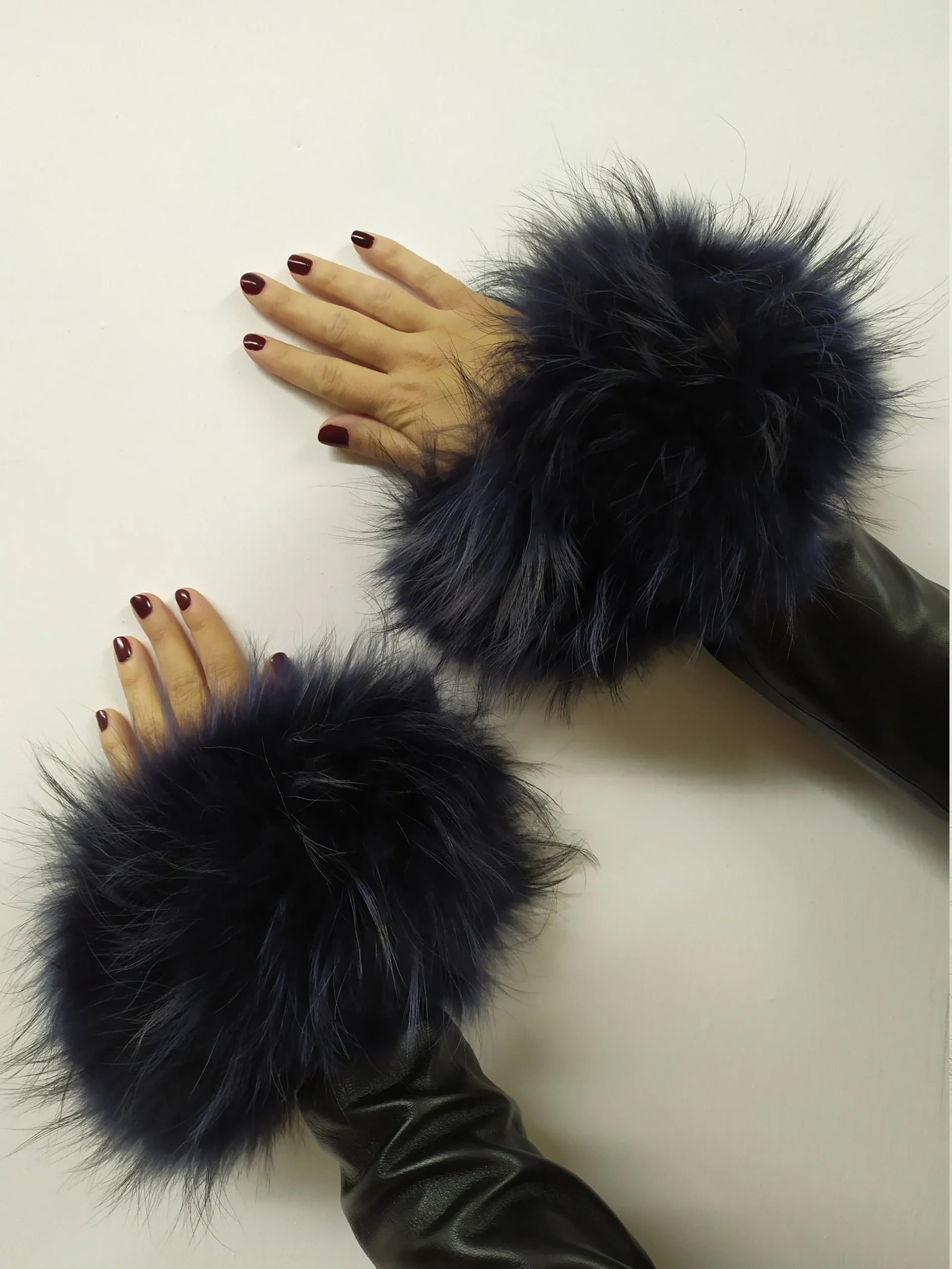 Real Fur Blue Finn Raccoon cuffs with elastic on top/ Winter accessories - Image 3