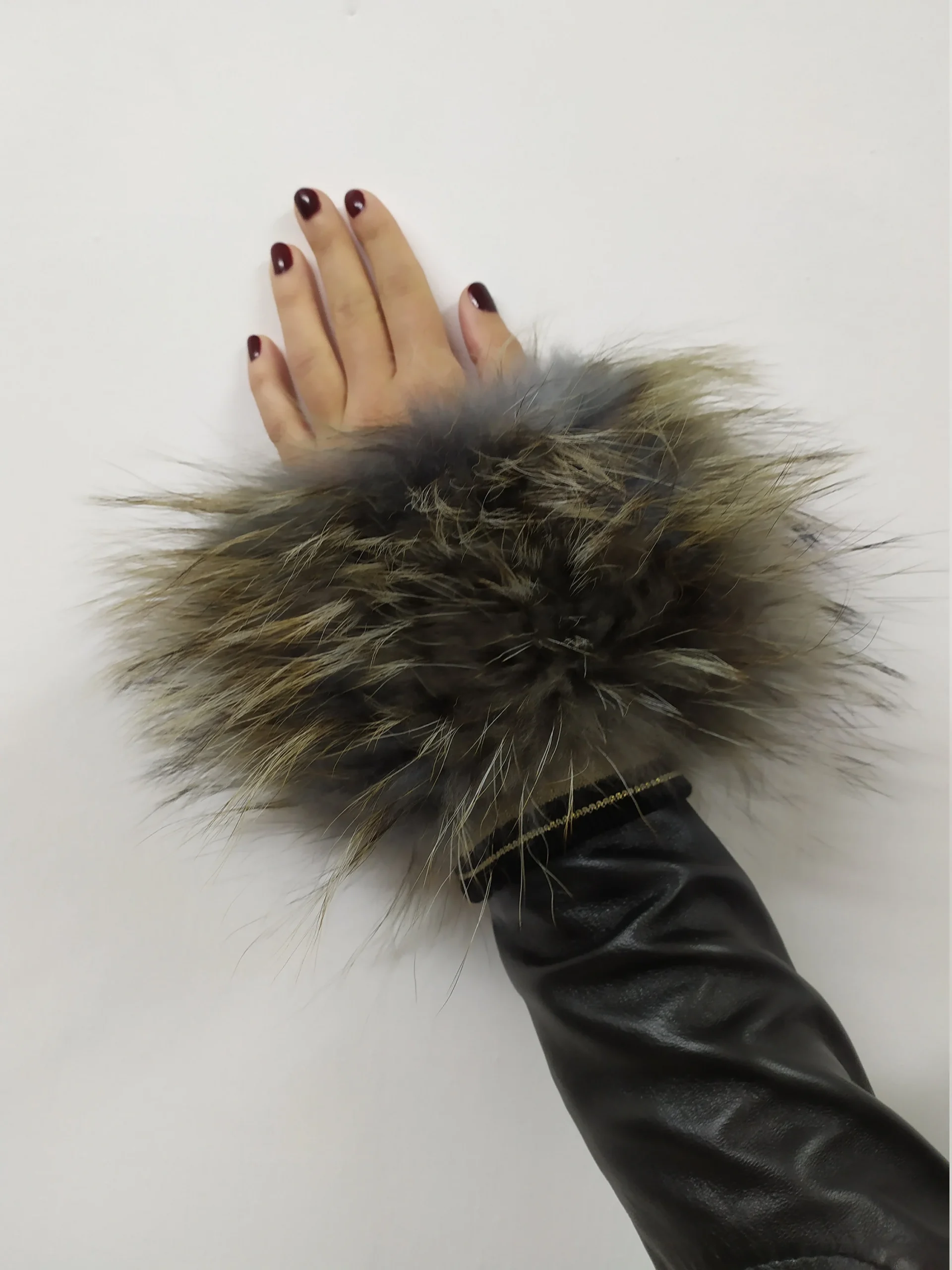 Real Fur Finn Raccoon cuffs with elastic on top/ Winter accessories - Image 2