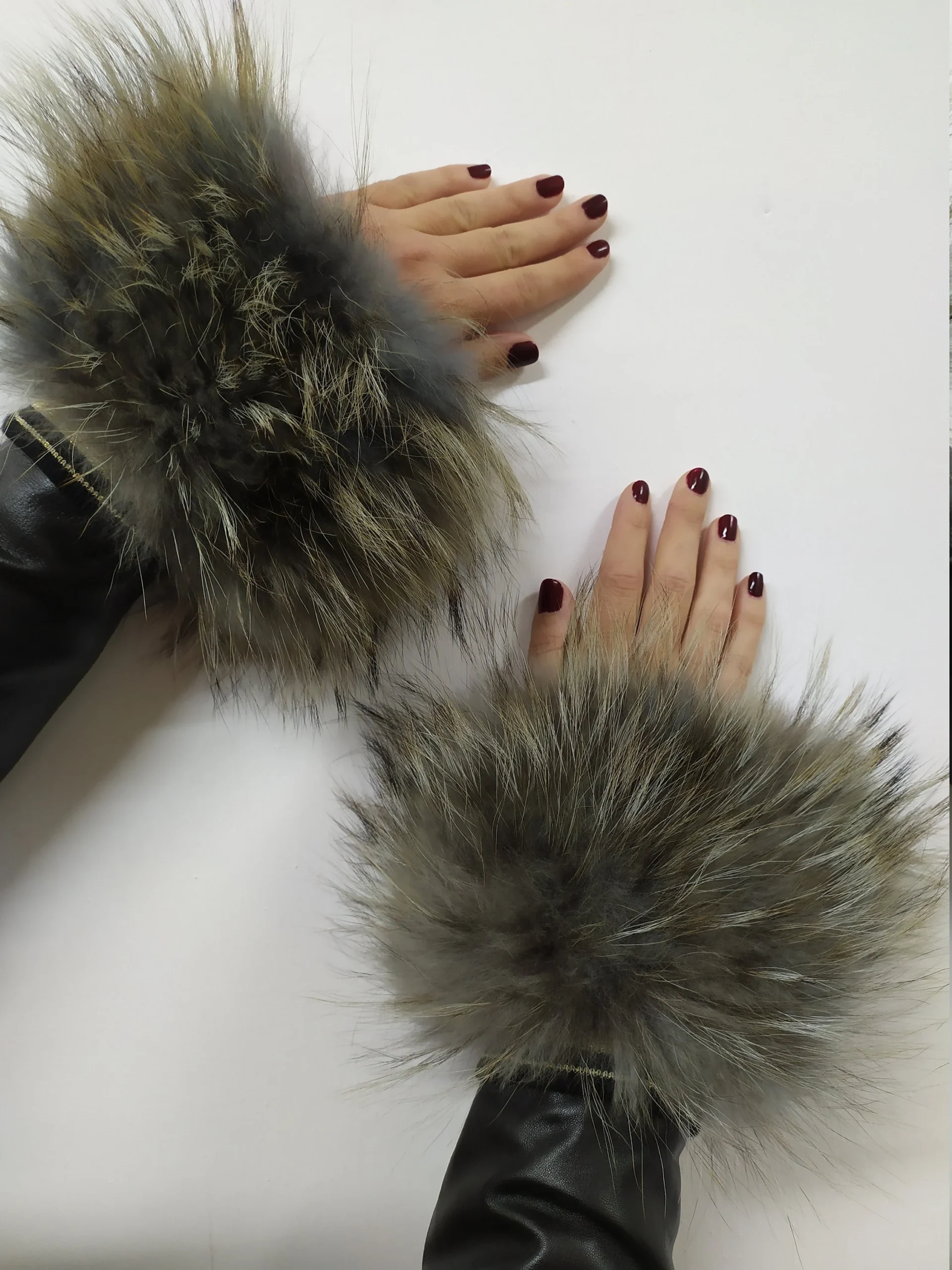 Real Fur Finn Raccoon cuffs with elastic on top/ Winter accessories - Image 4