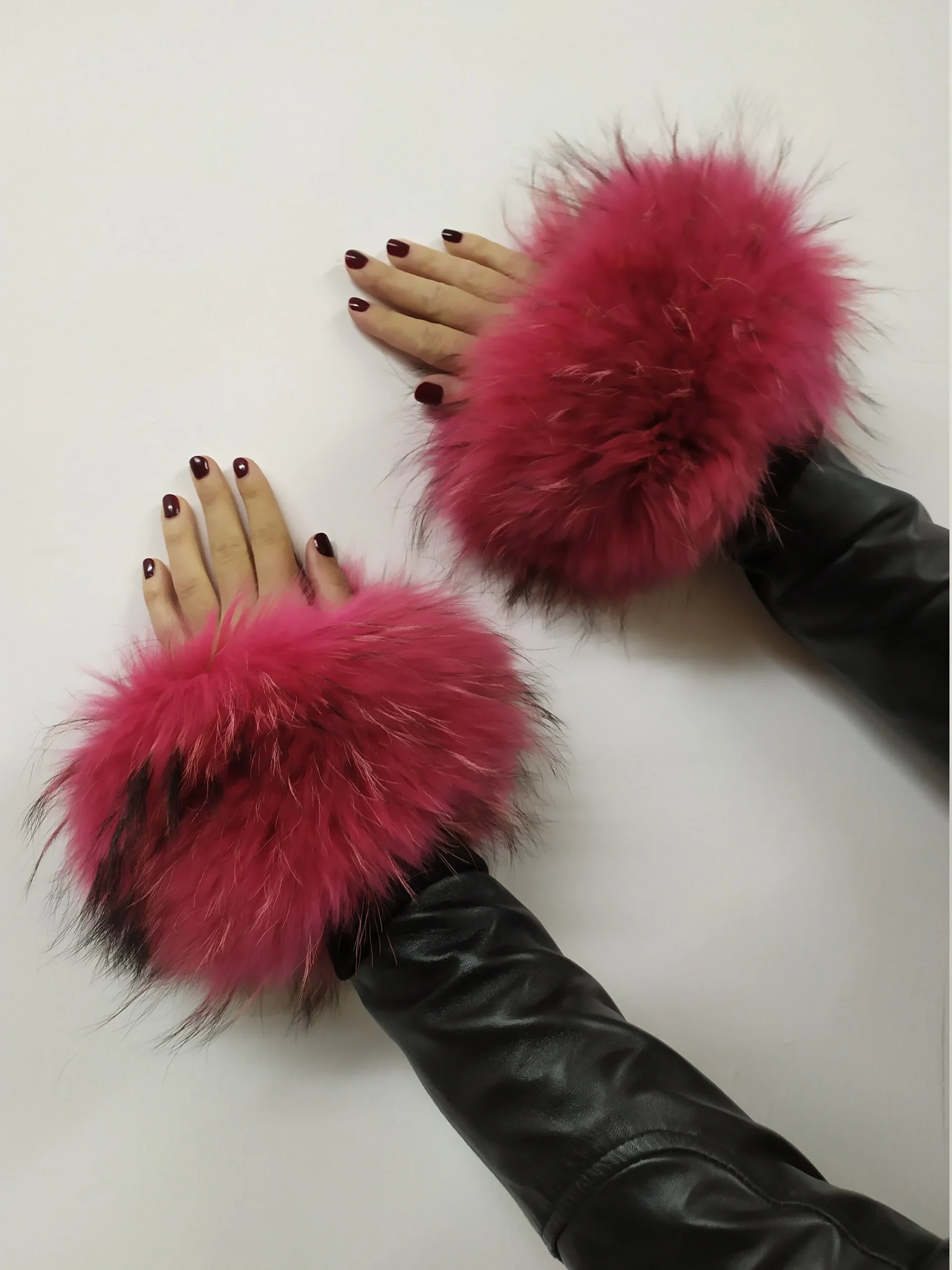 Real Fur Fux Finn Raccoon cuffs with elastic on top/ Winter accessories - Image 3