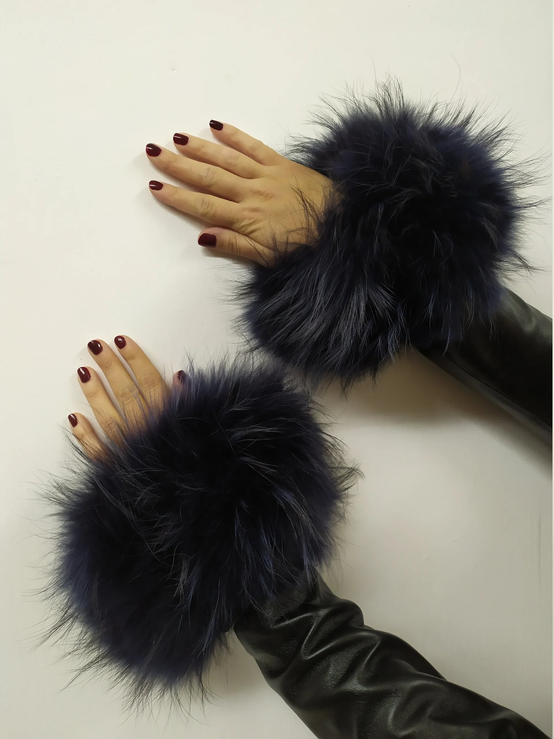 Real Fur Blue Finn Raccoon cuffs with elastic on top/ Winter accessories - Image 4