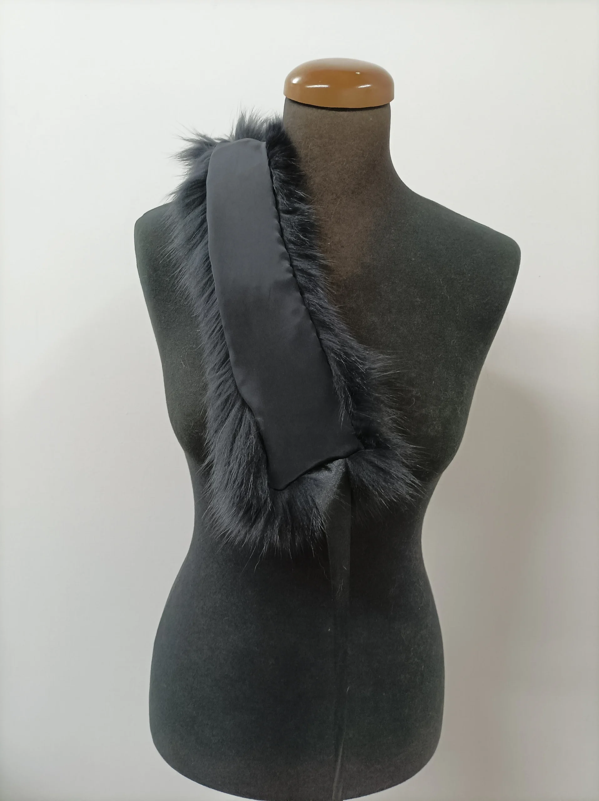 Fur collar, Fox high quality fur collar dark blue color, coat winter accessories - Image 2