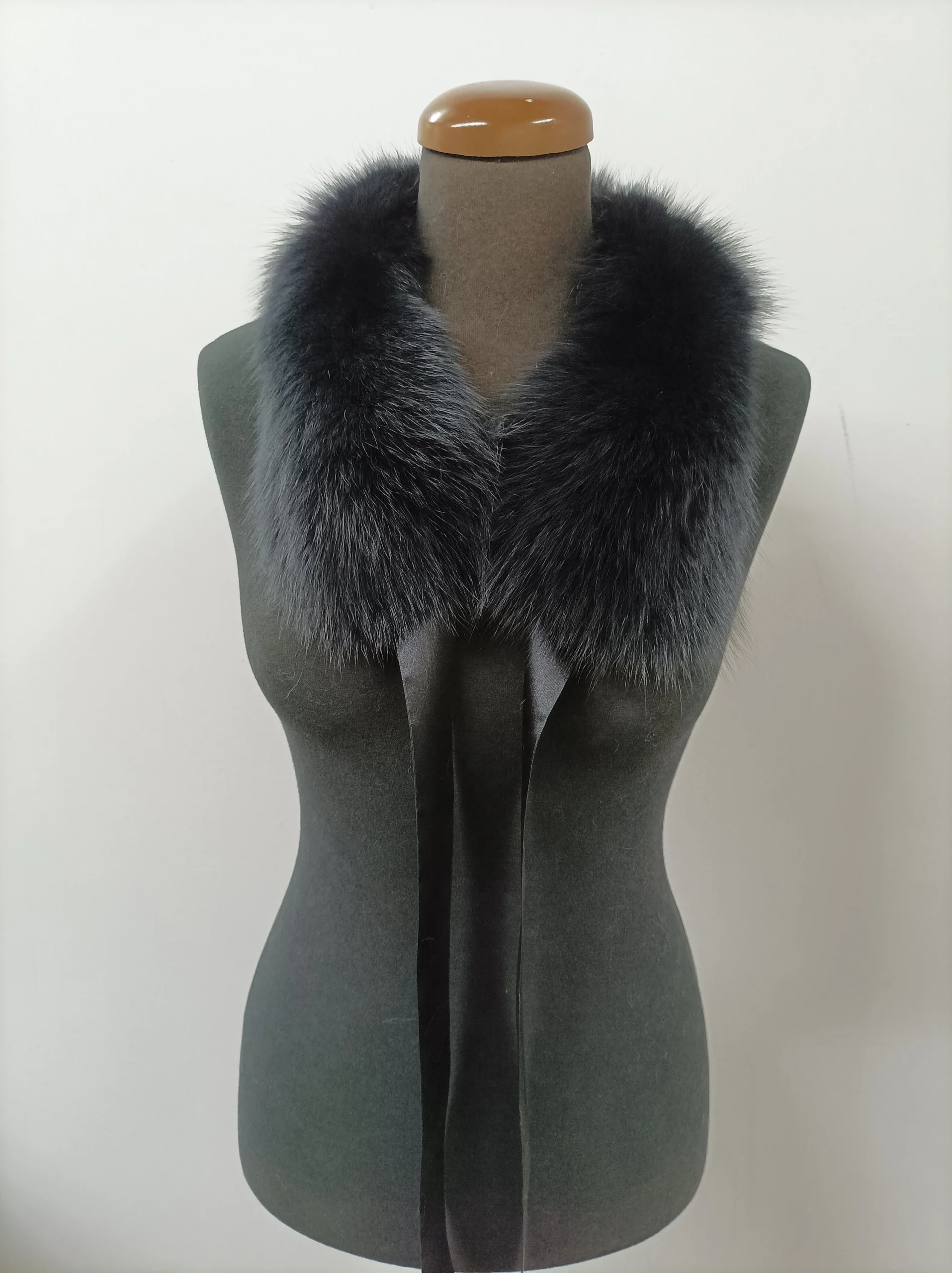 Fur collar, Fox high quality fur collar dark blue color, coat winter accessories - Image 4