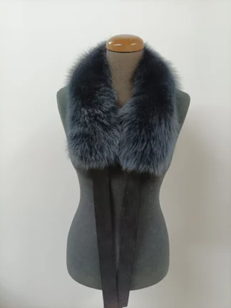 Fur collar, Fox high quality fur collar dark blue color, coat winter accessories