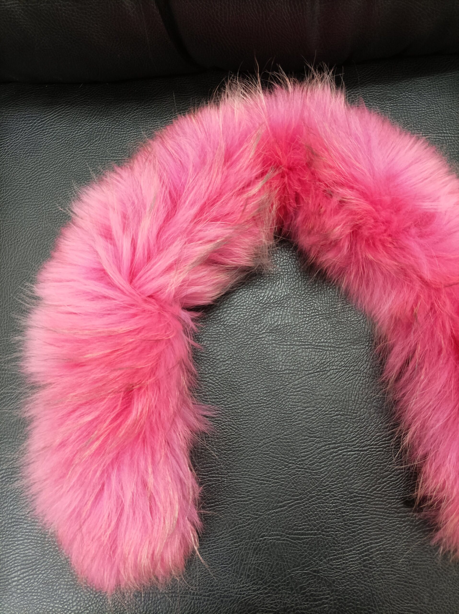 Fur hood trim, real finn raccoon hood trim,fuchsia color, fur collar, fur hood trim, fur scarf. - Image 3