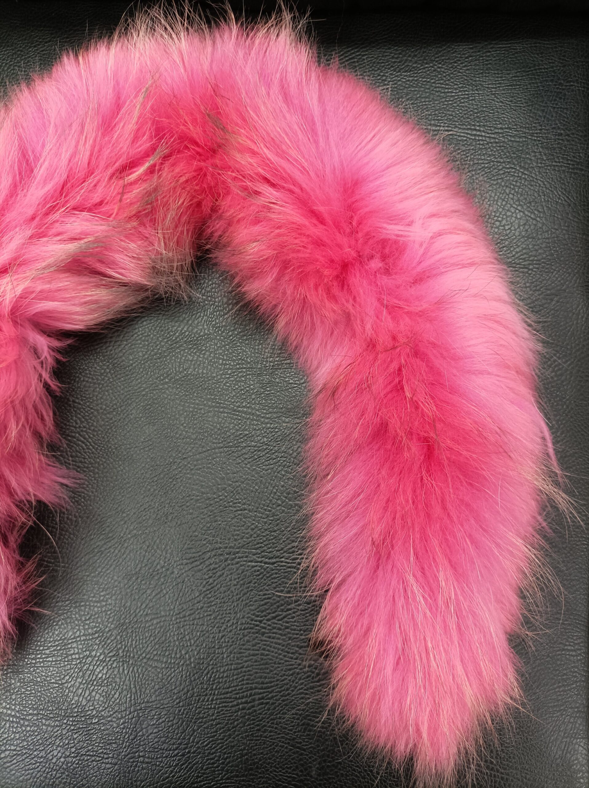 Fur hood trim, real finn raccoon hood trim,fuchsia color, fur collar, fur hood trim, fur scarf. - Image 4