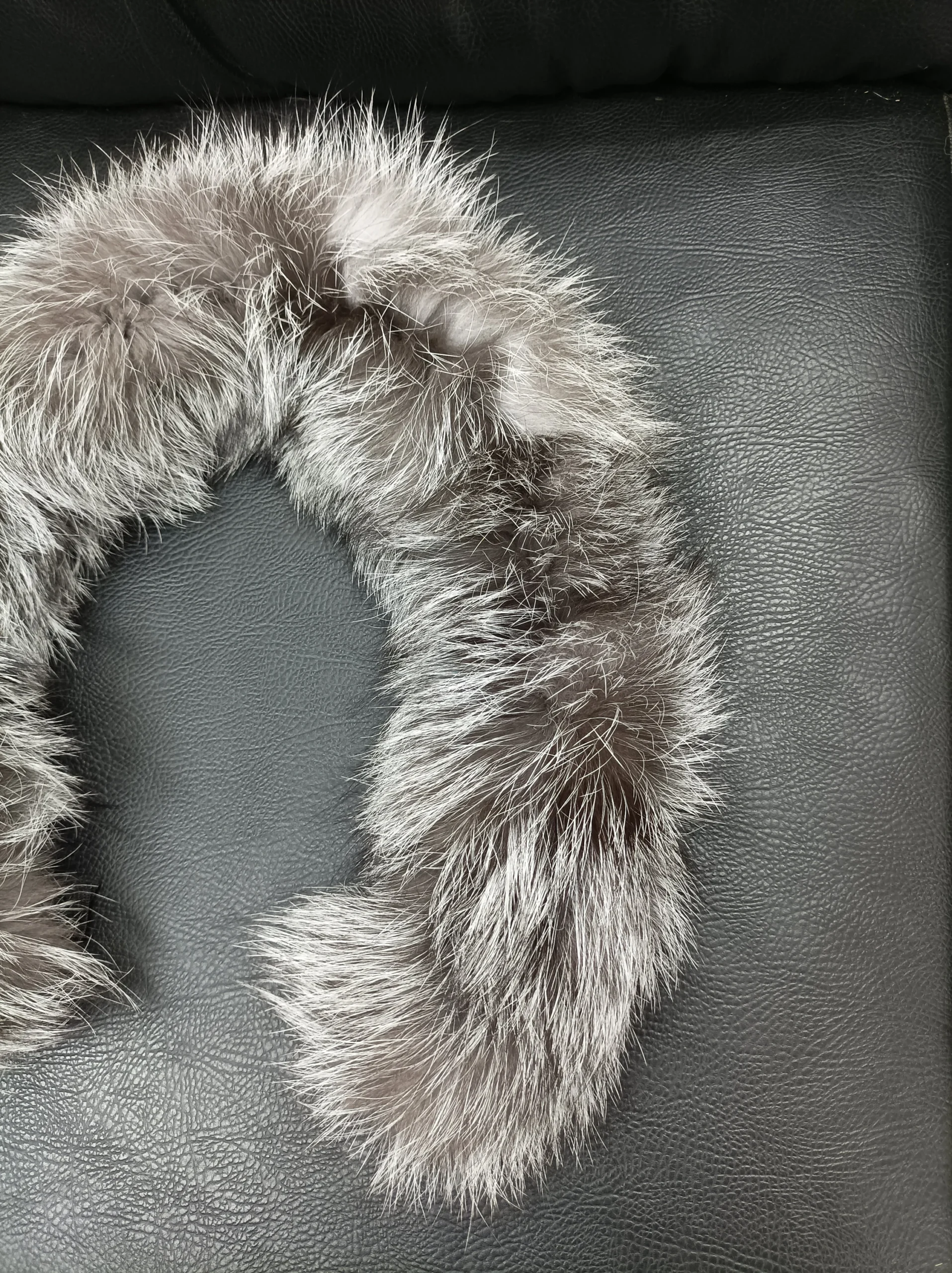 Fur hood trim, real fox hood trim, fur collar, silver color, fox fur hood trim, fur scarf. - Image 2