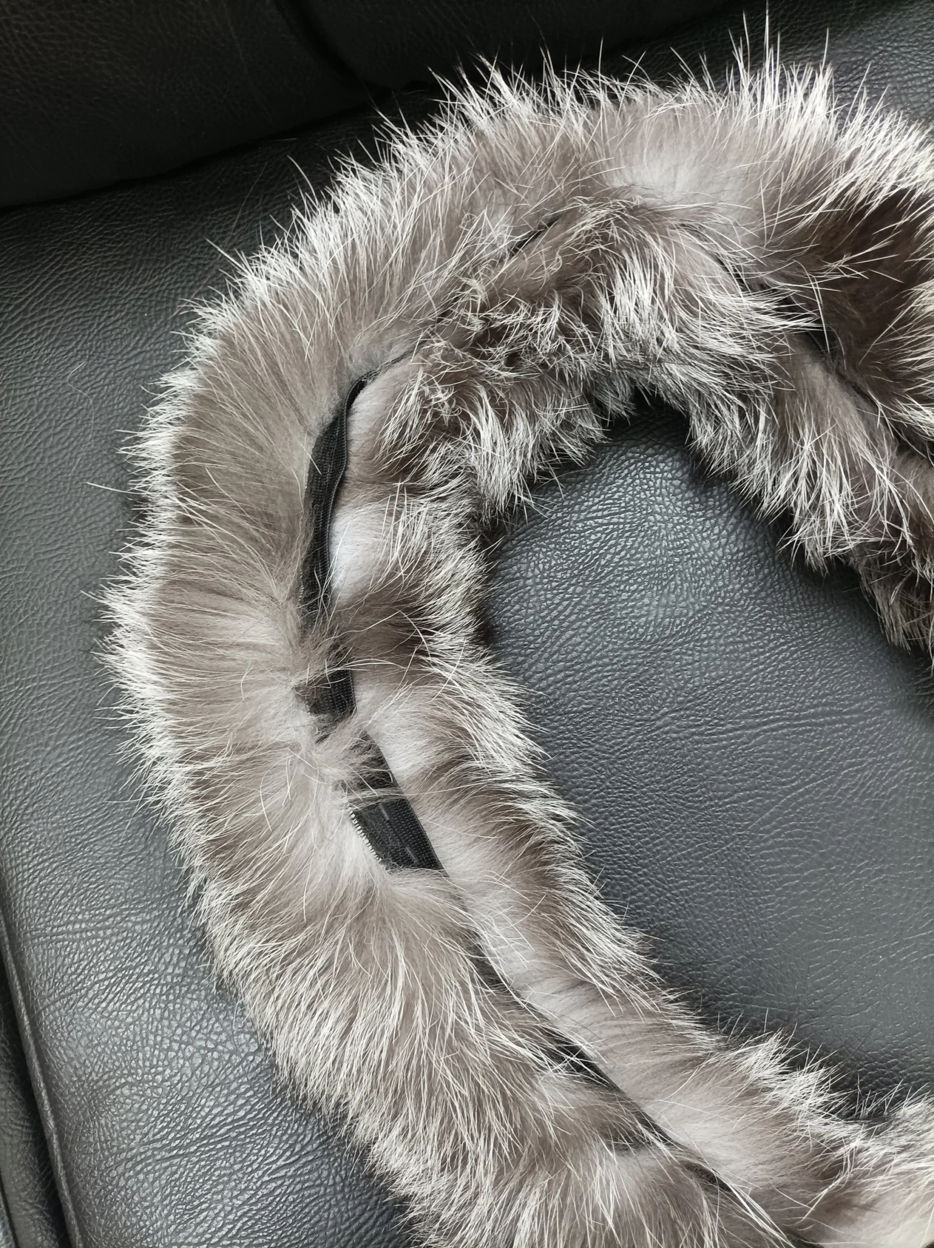 Fur hood trim, real fox hood trim, fur collar, silver color, fox fur hood trim, fur scarf. - Image 3
