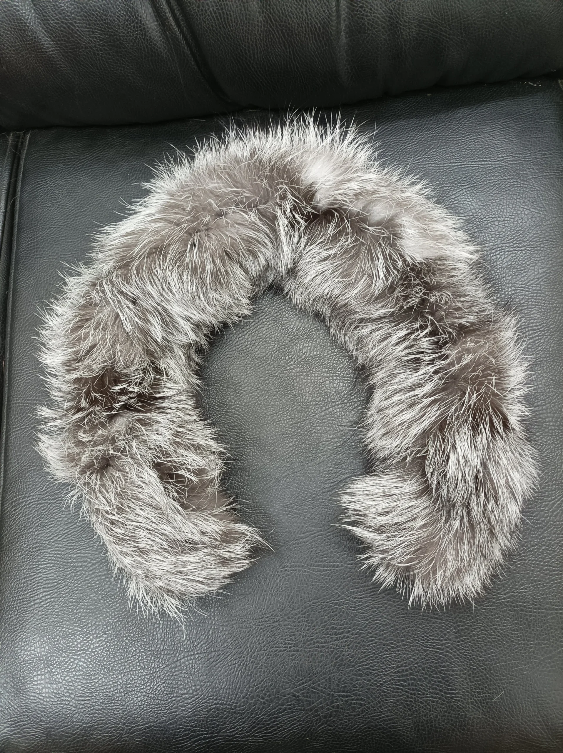 Fur hood trim, real fox hood trim, fur collar, silver color, fox fur hood trim, fur scarf. - Image 4