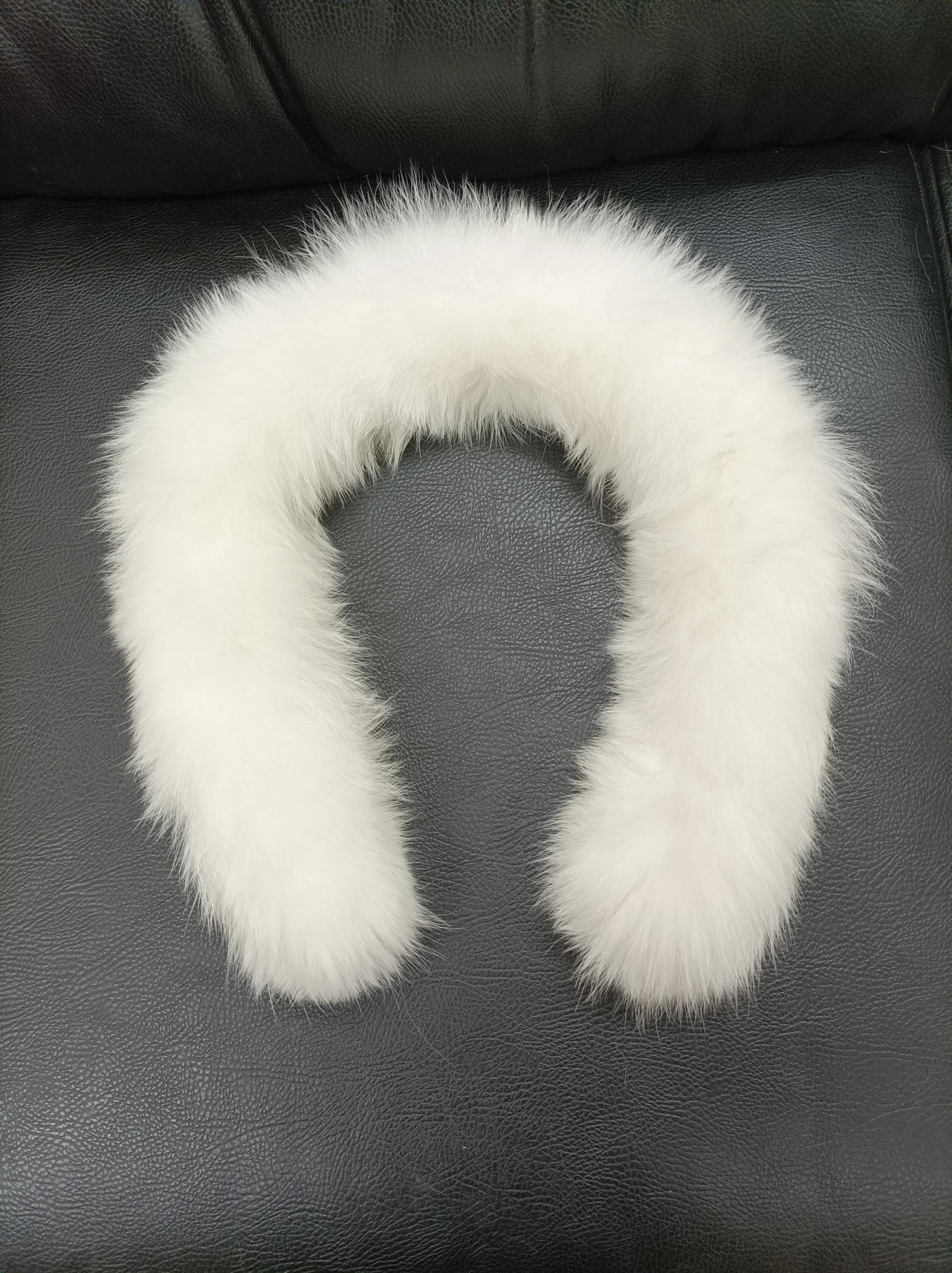 Fur hood trim, real fox hood trim, fur collar, white color, fox fur hood trim, fur scarf. - Image 3