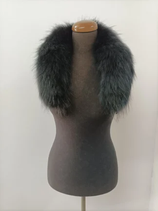 Fur finn raccoon trim for hood black color/ Fur strips accessories for jackets and coats/ unisex mens womans