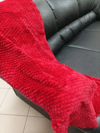 Real Rabbit fur shorn with patterns, red color, blanket throw, Home warmer