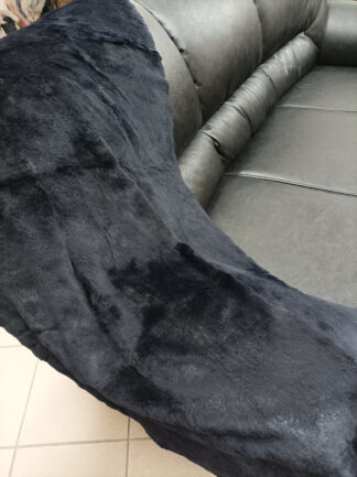 Real Rabbit fur blanket throw blue  black color, Home warmer