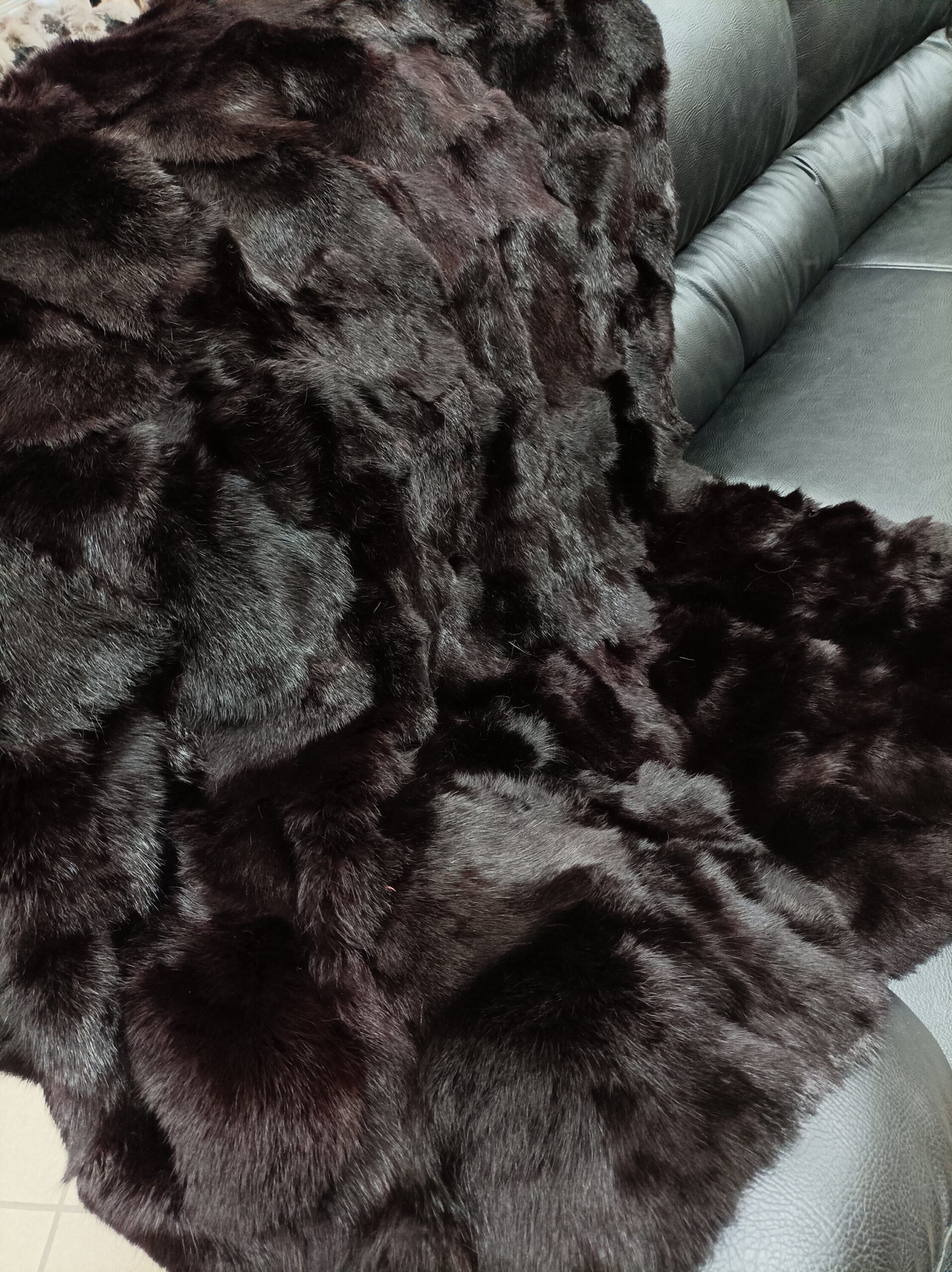 Real Rabbit fur blanket throw, Home warmer